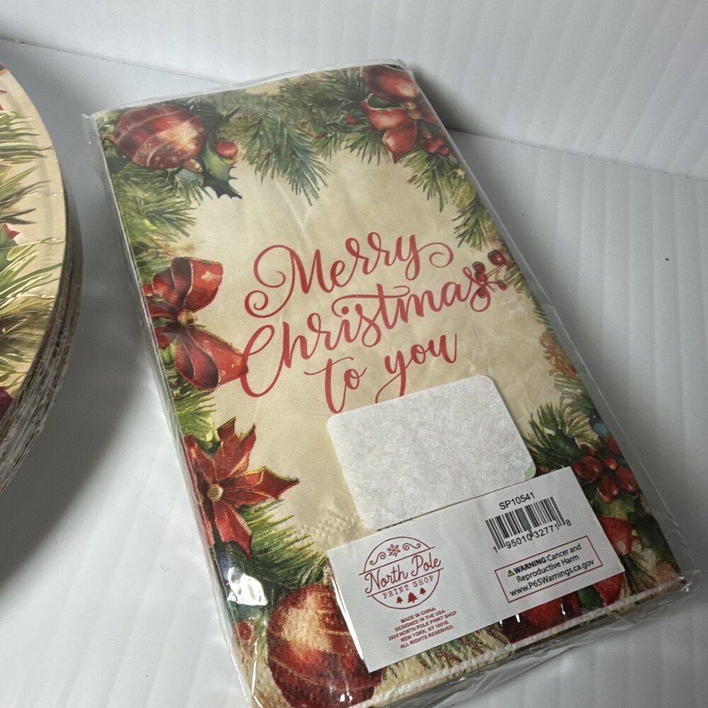 North Pole Print Shop Merry Christmas to You 48ct Paper Plates & Napkins - Picture 5 of 7